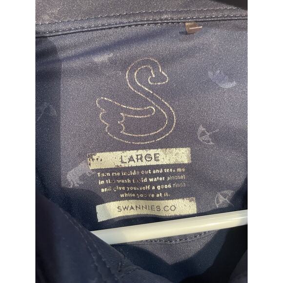 Swannies Mens L BLUE GOLF Polo Shirt Short Sleeve Performance Casual - Picture 3 of 8